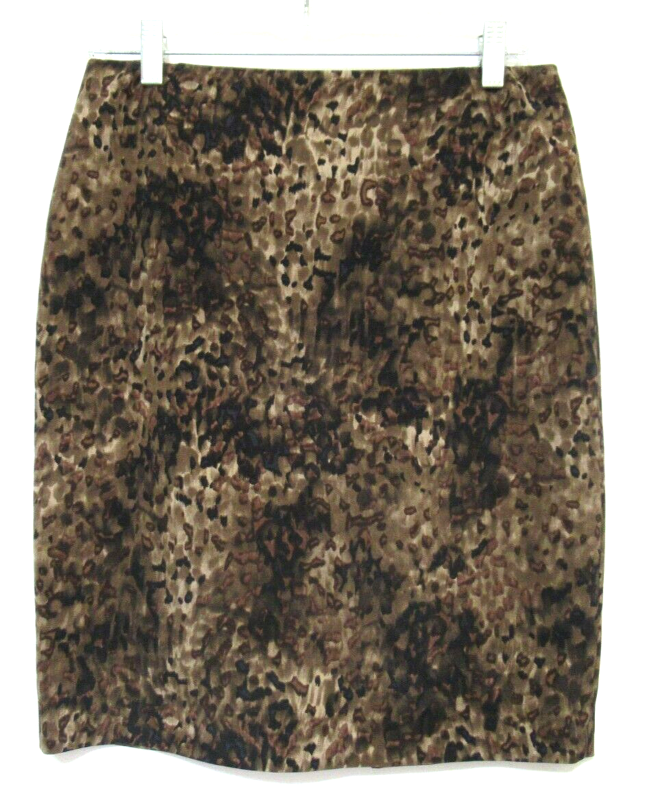 Elie Tahari Black Leopard Print Short Silk Pencil Skirt Size 4 EUC