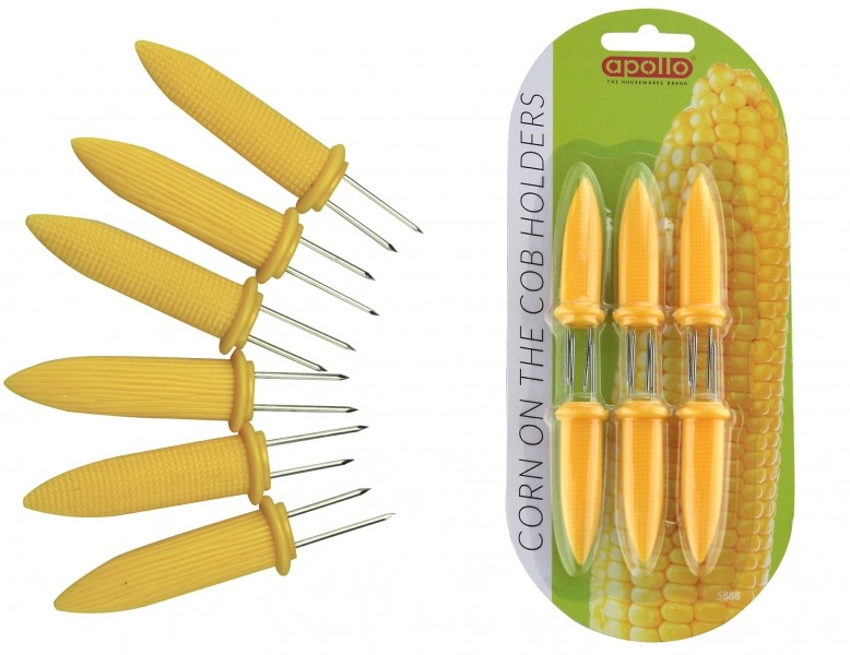 12 Stainless Steel Corn On The Cob Skewers Sweetcorn Holder Easy Grip BBQ Prongs