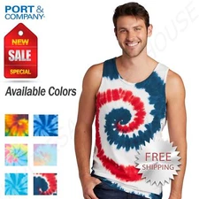 Port & Company Mens Sleeveless Tie-Dye 100% Cotton Round Neck Tank Top PC147TT