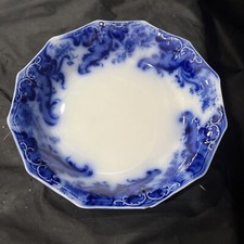 grindley argyle flow blue soup bowl 7 3/4 in small chip