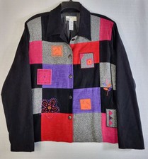 Koret Embroidered Patchwork Vintage 80’s Floral Black Jacket Blazer Women’s Xl