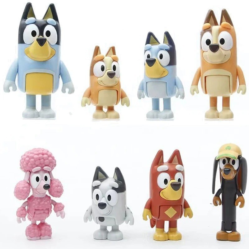 8-Piece Bluey Toys Action Figure Set – Movable Figures for Kids | Bluey Gifts