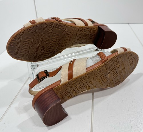 Sandalia de vestir para mujer Ros Hommerson Vacay 67032 cuero tostado lona 8M - Imagen 8 de 12