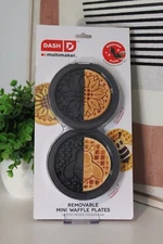 DASH Multimaker Mini System Two 4” Nonstick Removable Waffle Plates, Sunflower