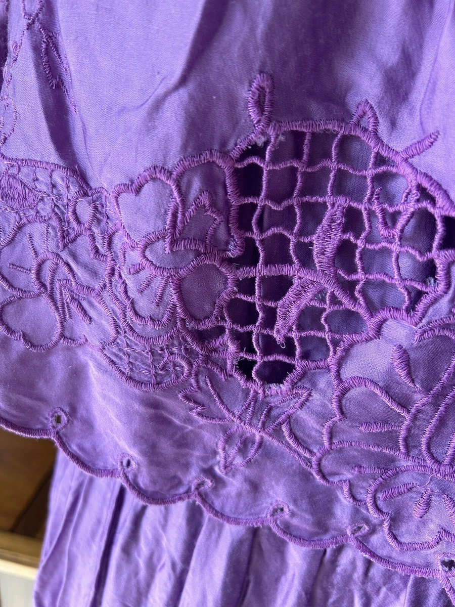 Free People Off the Shoulder Purple Lilac Crochet Lace Detail Midi
