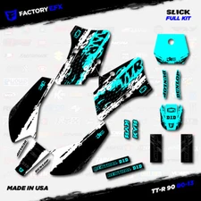 White & Cyan Slick Racing Graphics Kit fits 00-08 YAMAHA TTR90 TTR 90 decal