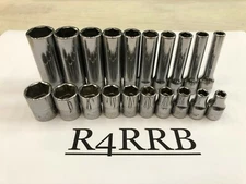 Snap-on Tools USA NEW 20pc 1/4" Drive 6PT SAE Shallow Deep Socket Set 120STTM