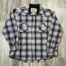 West Coast Choppers Jesse James Pearl Snap Plaid Shirt XL Long Sleeve Flannel