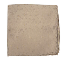 NWOT Italo Ferretti Silver w Gold Thread Floral Silk Pocket Square Italy 14"