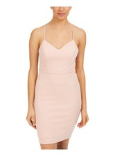 CITY STUDIO Womens Body Con Dress Pink Spaghetti Strap Bow At Back Juniors 11