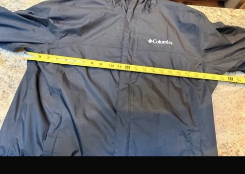 Columbia Men’s Med Black Hooded Rain Jacket Waterproof Windbreaker  EUC image 4