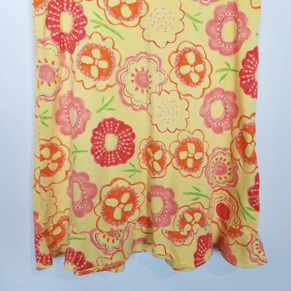 Fresh Produce женщин цветочный платье без рукавов Sz S желтый Summer декольте колена хлопок - Изображение 3 из 4