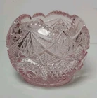 Vintage Fenton Pink Crystal Rose Bowl Vase Cut Glass Brilliant Sparkly