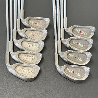 USED PING ZING Red Dot Iron Set 3-9 PW SW 9pcs KT-M Steel Shaft Uniflex