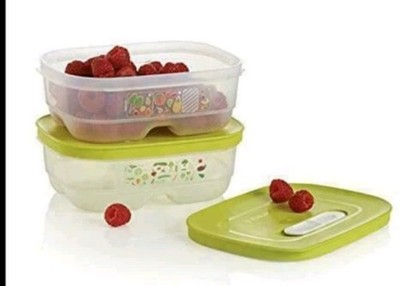 Tuppeware Fridge Smart Mini 2 pc Set Fruit Veggies Storage''STAYS FRESHER LONGER''
