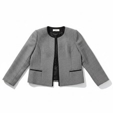 Tahari Green Black Collarless Classic Elegant Blazer Women's 10P Work Career