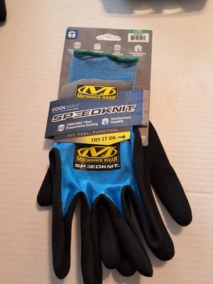 MECHANIX WEAR Speedknit Coolmax Gloves SIZE L/XL S1CB-03 Blue Black NEW