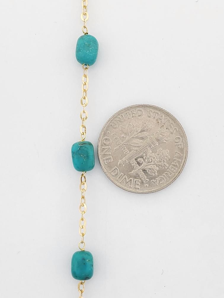 24" Cabochon Rectangular Cut Turquoise Bead Neckl… - image 5