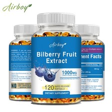 Bilberry Fruit Extract 1000mg - Eye Care Vision Health, Antioxidant Supplement