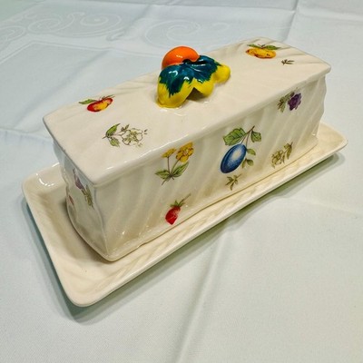 *Wunderschöne Butterdose *Porzellan *Butterglocke *Obstdekor *Landhaus *Vintage