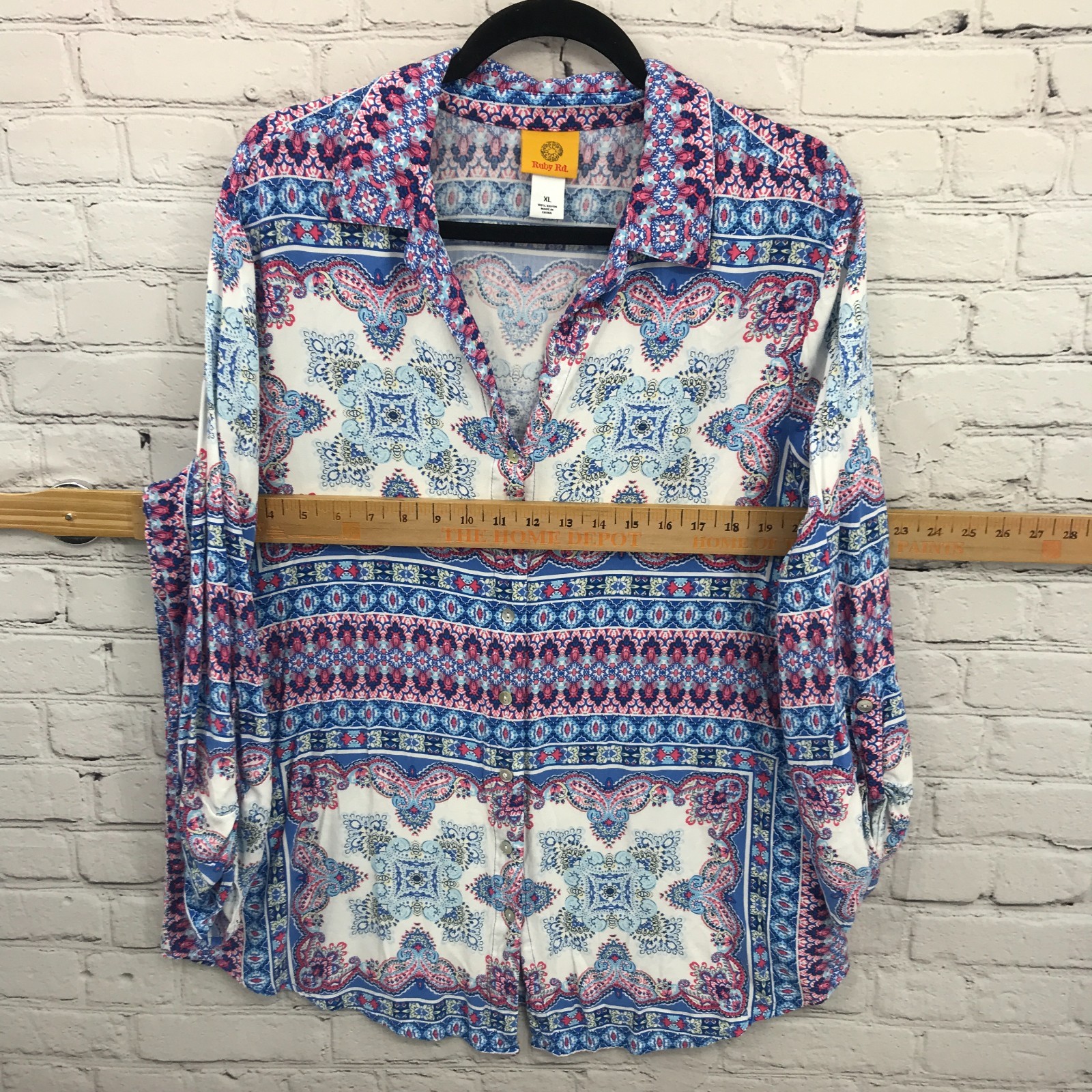 Ruby Rd Top Womens Extra Large Blue Button Up Lon… - image 10