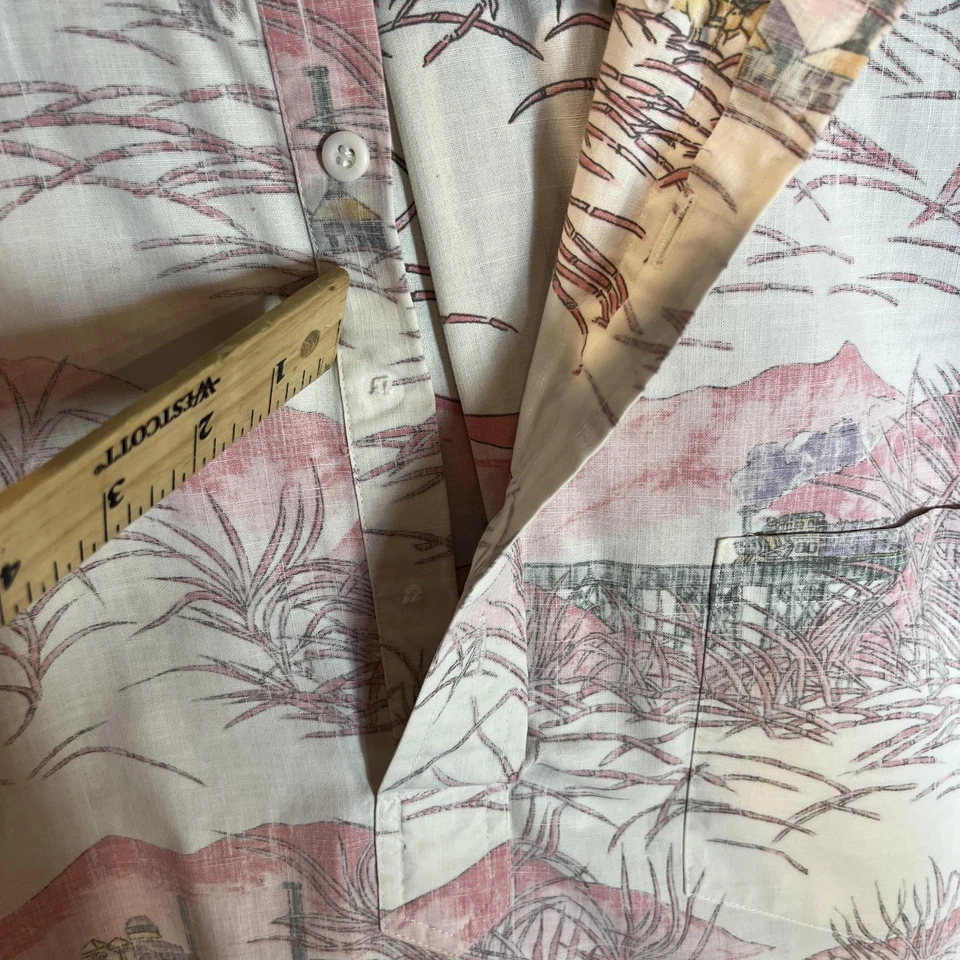 Vintage Reyn Spooner Shirt Mens Large Hawaiian Aloha Reverse Print Made USA 90s - Image 3 of 4