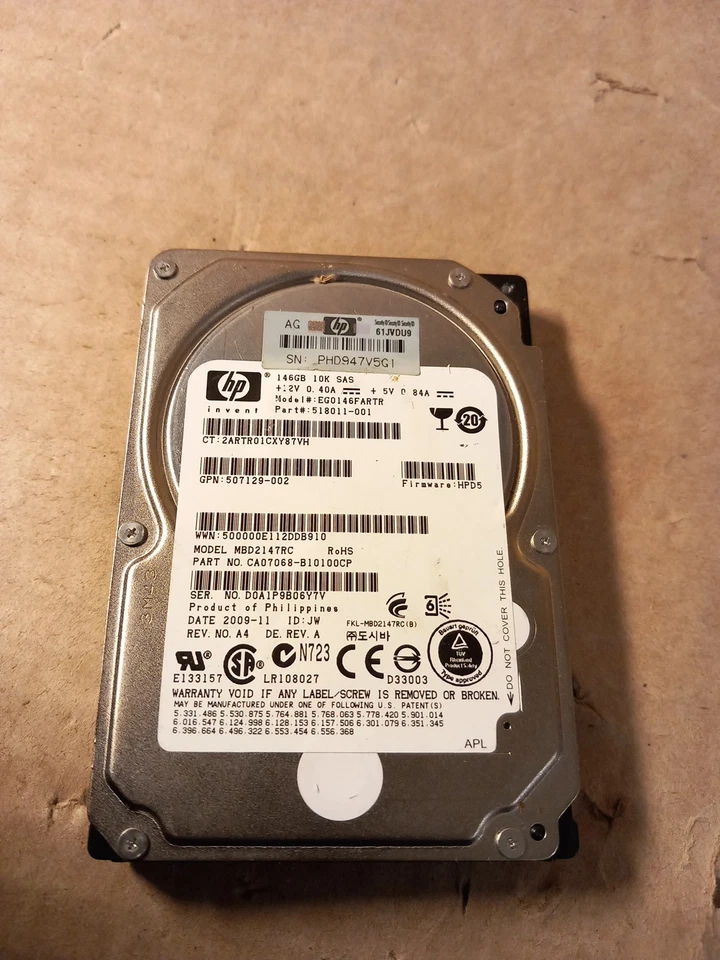 HP  EG0146FARTR  146GB 2.5'' Internal HDD SAS 16MB Cache 518011-001 - Image 2 of 4