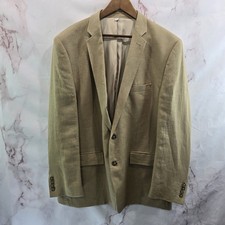 J Crew Blazer Mens XL Linen Beige Tan 2 Button Suit Jacket Sport Baird Mcnutt