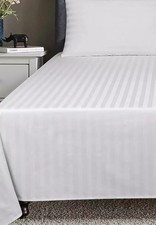Luxury Cotton Satin Stripe Flat Fitted Sheet Top Hotel Quality Soft Bedding Set