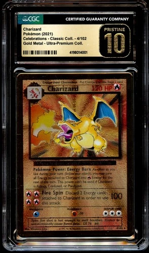 CGC 10 PRISTINE Charizard 4/102 METAL UPC Classic PROMO Pokemon Card 001