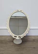 Vintage Shabby Chic Oval Tabletop Rotating/Tilting Vanity Mirror Ornate Frame