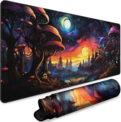 NiHome Gaming Mauspad XXL 900 x 400 mm, Schreibtischunterlage (Dunkler Wald)