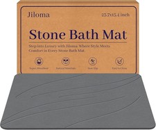 Stone Bath Mat Diatomaceous Earth 1 apos;4 x 2 apos; Rectangular , Grey