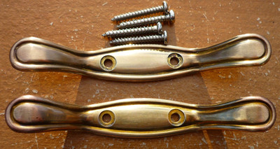 (2) Vintage Brass Finished Keeler Brass Company 4'' Blind Cord Cleat KBC N12082