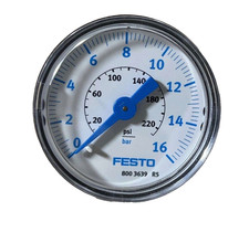 FESTO Pressure Gauge Manometer 0-16 bar 0-220 psi R5 PAGN-40-16-G14 8003639