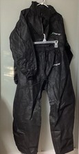Frogg Toggs  Mens Size M/ Large Rain Suit  Full Zip Hooded Jacket Pants Black