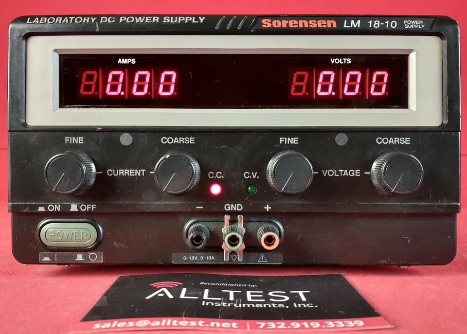 Sorensen LM18-10 DC Adjustable Power Supply, 18V, 10A - Image 3 of 3