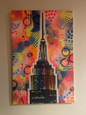 J. Wolff Empire State Building Art Canvas 24x36 Signed COA Pop Art Urban NYC