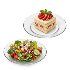 COKUMA 6 Pack Clear Glass Plates, 7.5 inch Tempered Small, Transparent