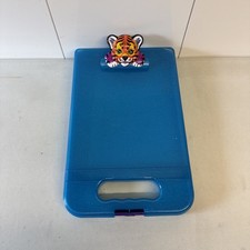 LISA FRANK BE CREATIVE HARD PLASTIC BLUE GLITTER TIGER STORAGE CASE CLIP BOARD