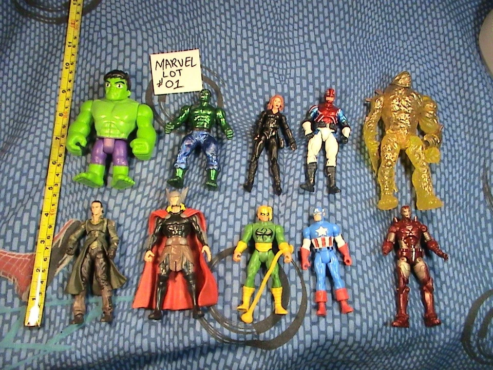 Lote de 10 figuras de acción Marvel #01, Loki, Iron Fist, Hulk, Black Widow, Thor Foto 2 de 4