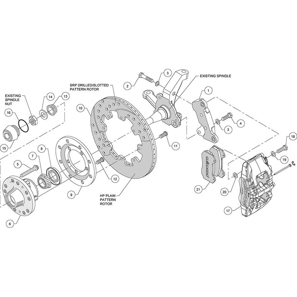 Wilwood 140-10742-DR DP6 前盘式制动器套件,74-80 Pinto/适用于 Mustang II — 第 3/4 张图片