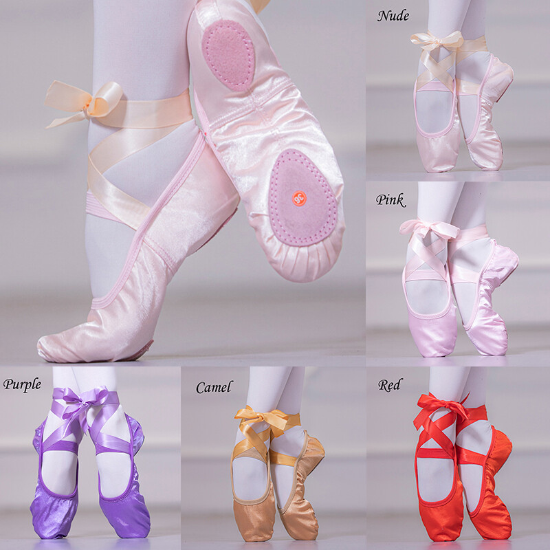 1 Pair Women Girls Breathable Ribbon Yoga Ballet Dance Shoe Satin