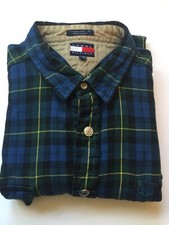 VTG Tommy Hilfiger Plaid Flannel Mens Shirt Size XL Distressed Vintage