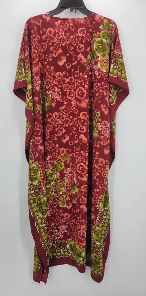 Miss Lavish Kaftan Lounge Robe Gown House Dress Womens 14-16 Red Artsy Print - Image 2 of 4