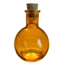 Small Ball-Shaped Transparent Orange / Amber Colored Diffuser / Bud Vase H = 4.5