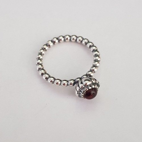 New Pandora Red Garnet January Birthstone Silver Ring Birthday Blooms Size 52 - Picture 4 of 6