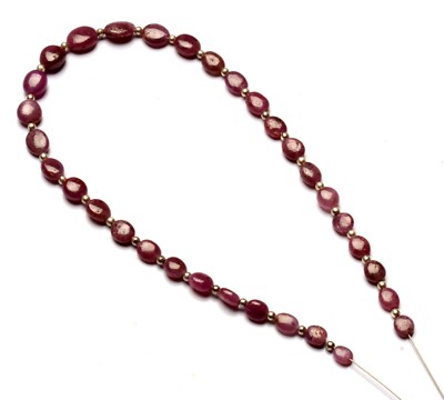 Natural Ruby Gemstone 5 to 9 mm Size Smooth Oval Shape Beads 11'' Strand