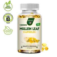 Mullein Leaf Herbal Capsules Dietary Supplement Detox Clearance Pills 1500mg