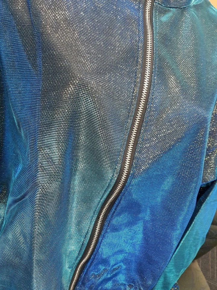 NEW Women Fashion Mystic Blue Bomber Jacket Color Changing Size 12 L - Image 4 of 4